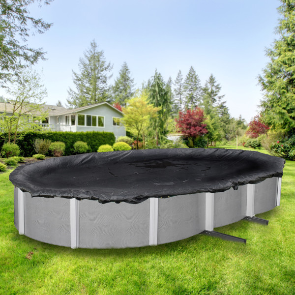 22' x 44' Rugged Mesh Cover for 18' x 40' Oval Pool - Black